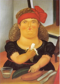 Fernando Botero Werke - Frau isst eine Banane Fernando Botero
